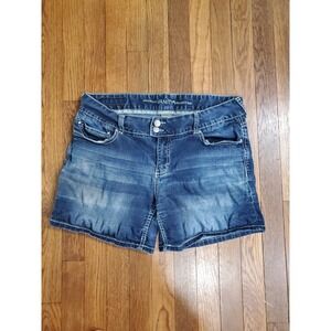 Vanity Premium Collection Womens Dark Wash Stretch Denim Walking Shorts Size 30